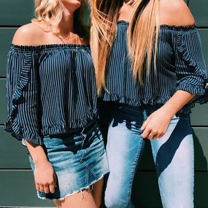 Off The Shoulder Striped Top